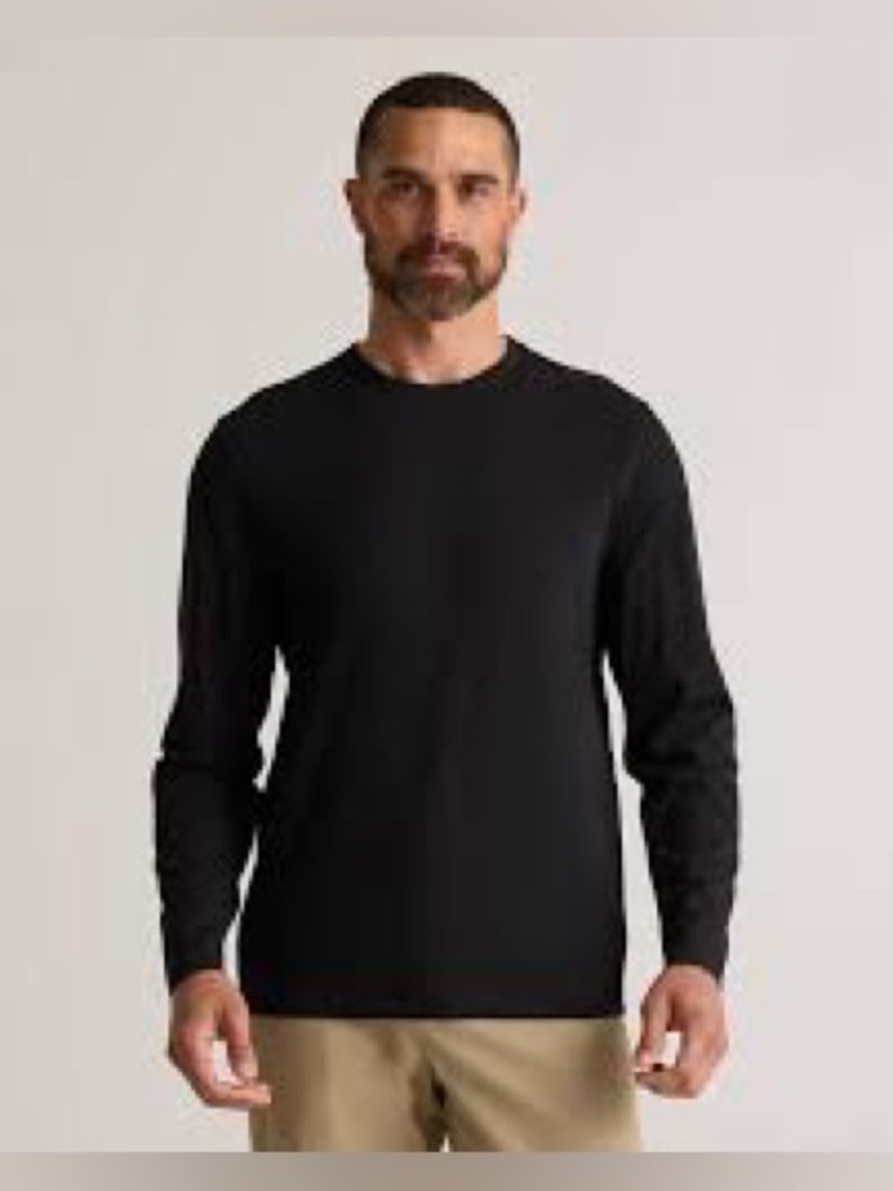 Quince Men's Luxe Touch Premium Pima Cotton Long Sleeve Tee – Bold Black, Large